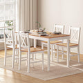 Soges 4-Person Dining Table Set 5 Pieces, Wood Kitchen Table Set with 4 Chairs for Kitchen Dining Room Restaurant, White&Oak