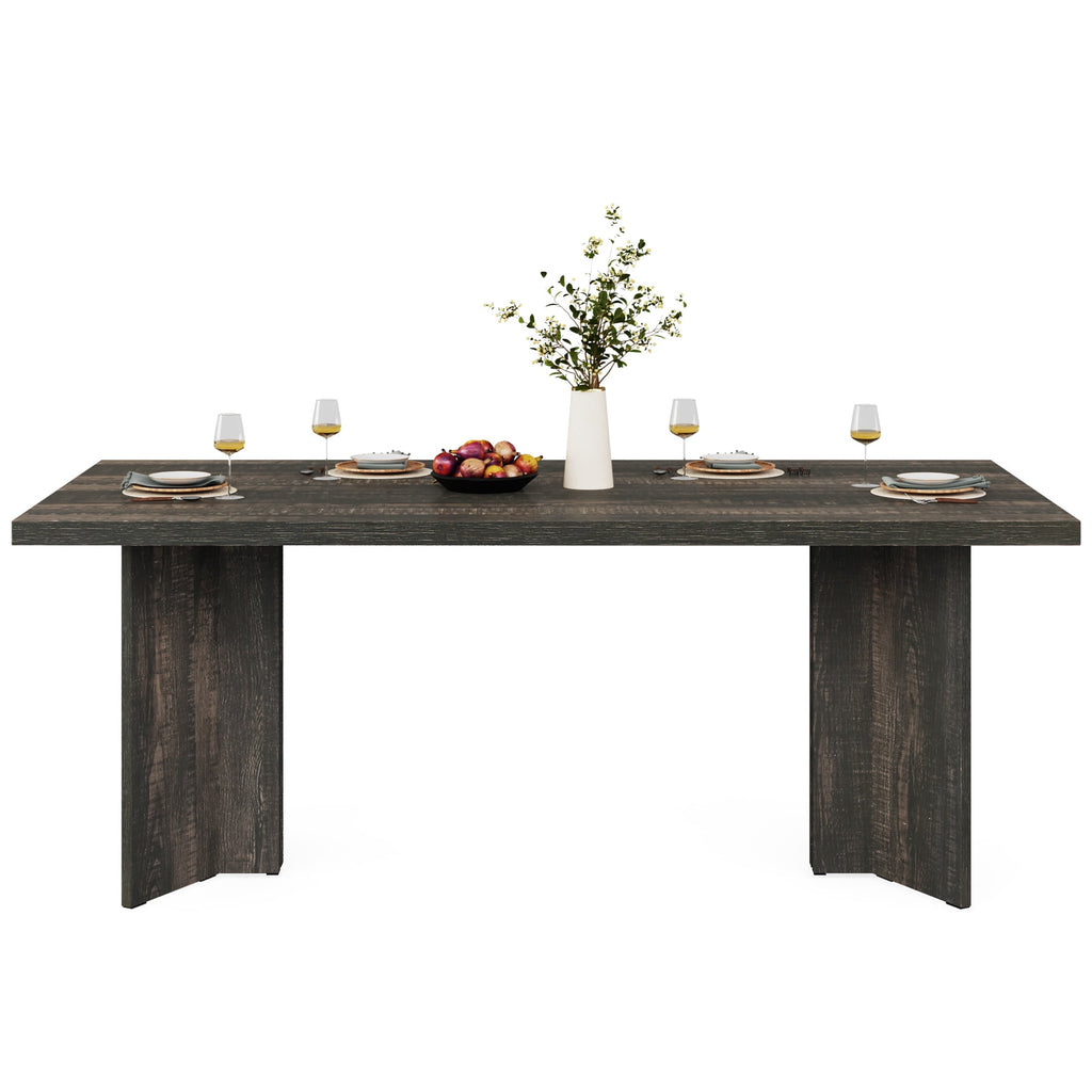 Fnova 63 Rectangular Modern Dining Table, Wooden Modern Kitchen Table for 6 People for Dining Room, Warm Brown (Chairs Not Included)