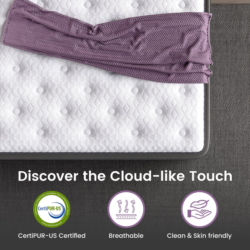 Bedstory Cloudrix 10 Extra Firm Queen Hybrid Mattress with Cooling Gel Memory Foam, Euro Top, CertiPUR-US, Fiberglass Free, 365-Night Trial