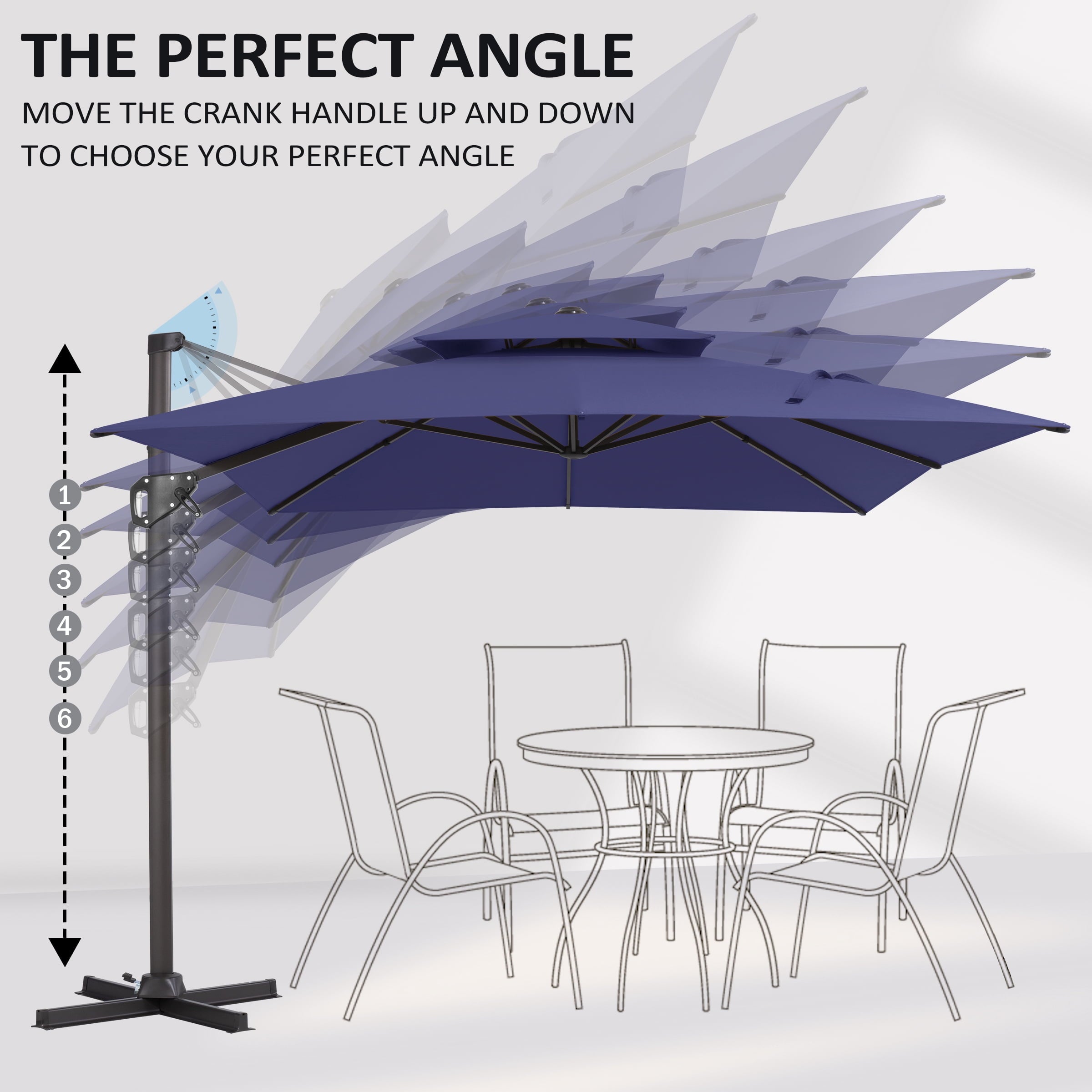 Pellebant 9' X 11' Patio Umbrella Outdoor Rectangle Umbrella Large Cantilever Umbrella Windproof Offset Heavy Duty Sun for Garden Deck Pool Patio