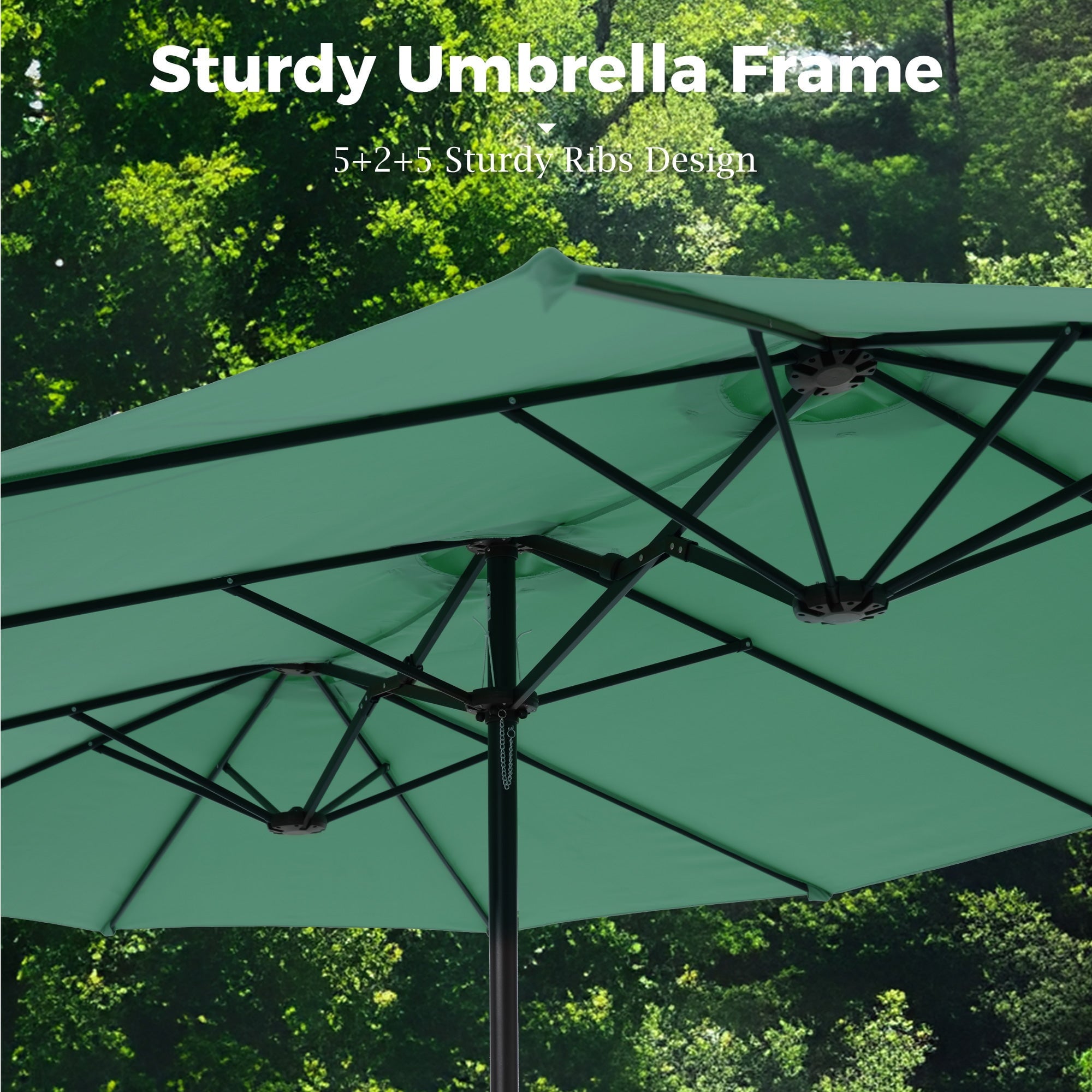Alpha Joy 15ft Outdoor Patio Umbrella Extra-Large Double-Sided Garden Umbrella with Crank Handle and Base - Ivory