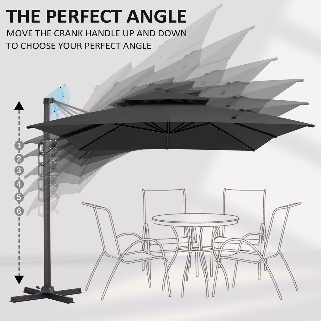 Pellebant 9' X 11' Patio Umbrella Outdoor Rectangle Umbrella Large Cantilever Umbrella Windproof Offset Heavy Duty Sun for Garden Deck Pool Patio